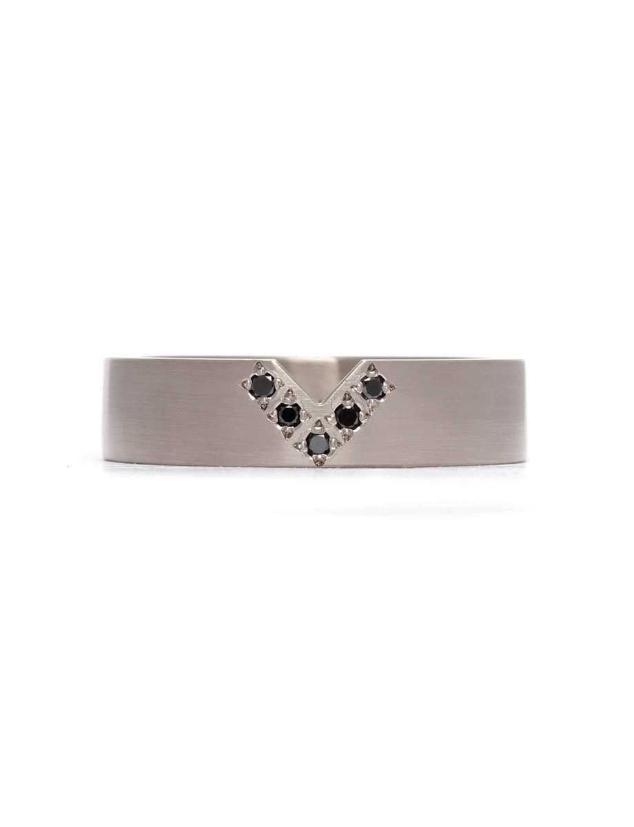 Square Interlocking Wedding Ring – White Gold & Black Diamonds