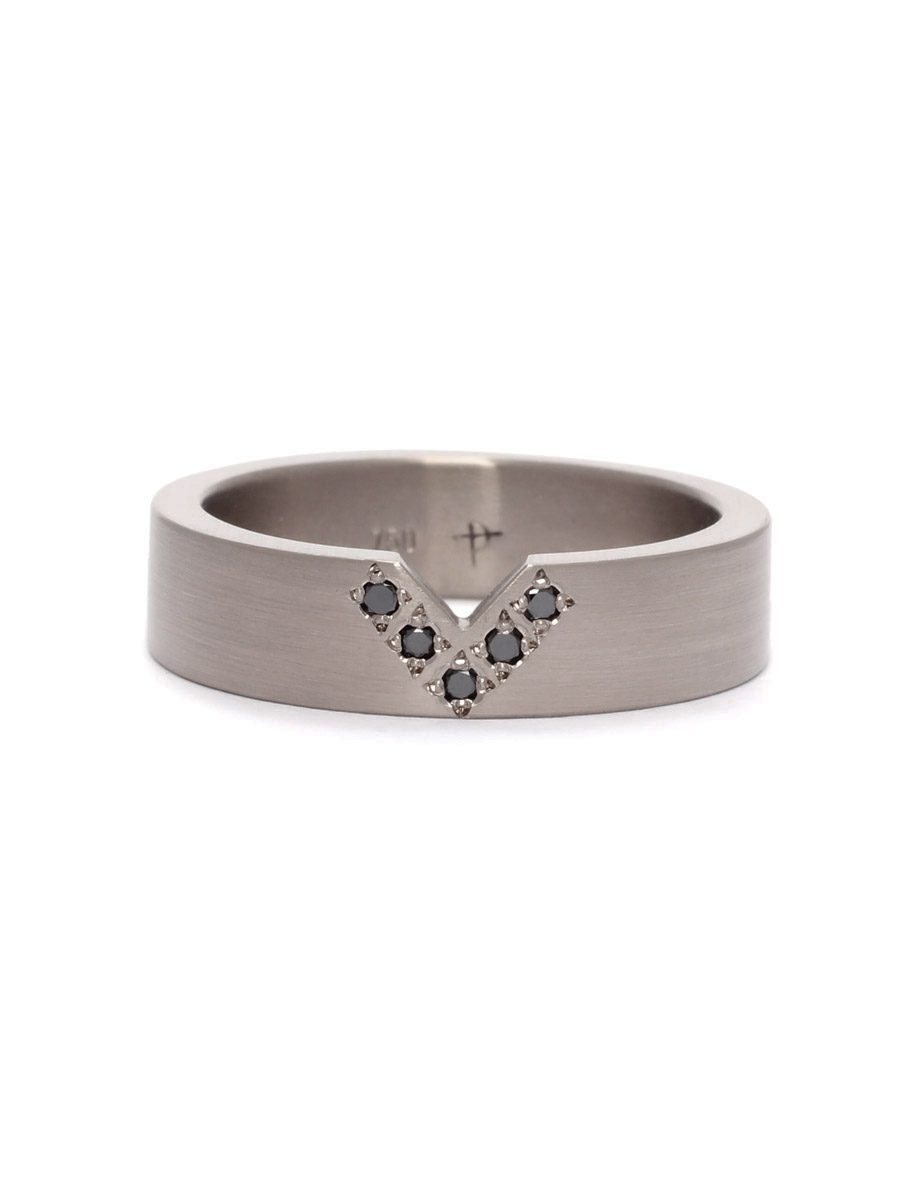 Square Interlocking Wedding Ring – White Gold & Black Diamonds