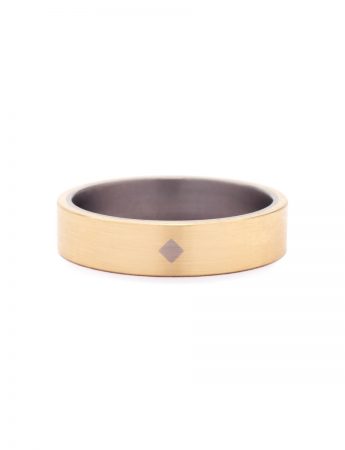 Square Rivet Ring – Gold & Titanium