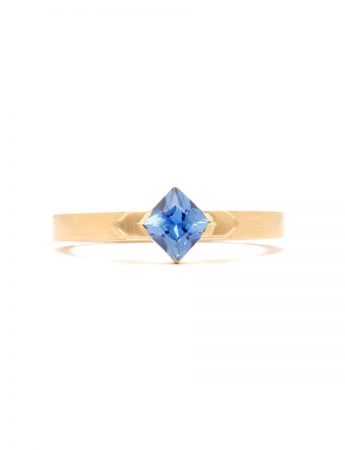 Square Solitaire Ring – Gold & Ceylon Sapphire