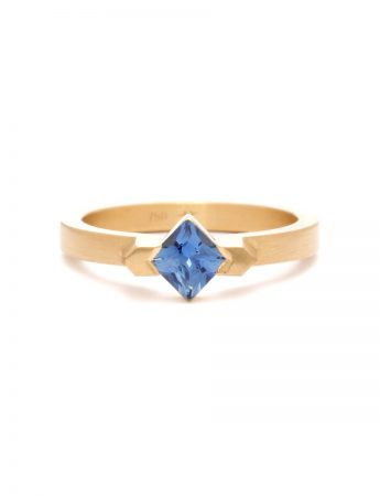 Square Solitaire Ring – Gold & Ceylon Sapphire