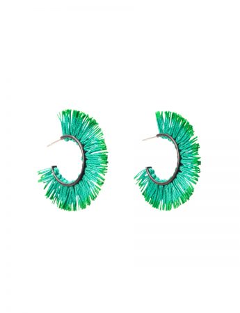 Small Fringed Hoop Earrings – Green