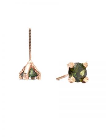 Melted Spider Stud Earrings – Green Tourmaline