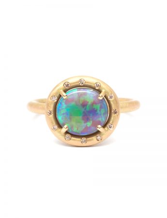 Dark Opal Halo Ring – Lightning Ridge Opal