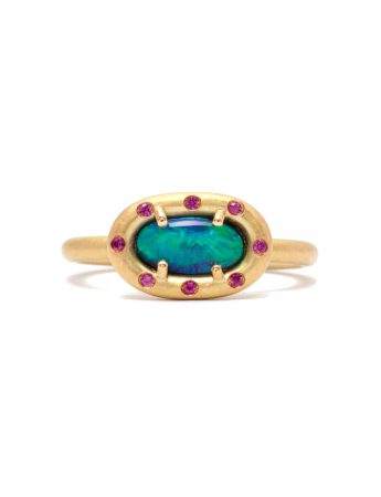 Orbit Ring – Lightning Ridge Black Opal & Rubies