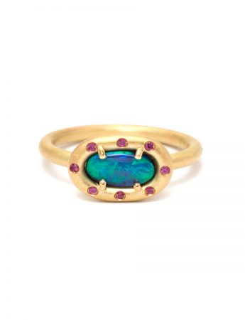 Orbit Ring – Lightning Ridge Black Opal & Rubies