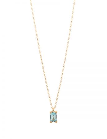 Curve Pendant – Yellow Gold & Sky Blue Topaz