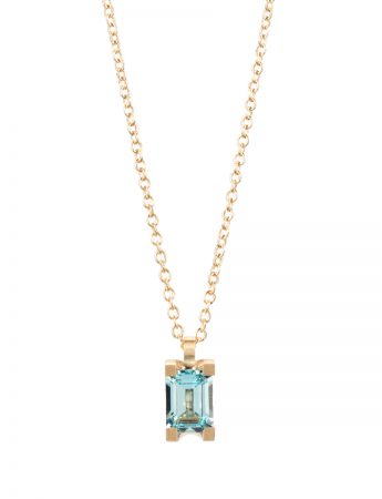 Curve Pendant – Yellow Gold & Sky Blue Topaz