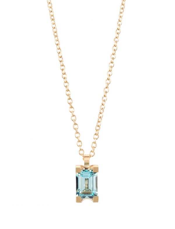 Curve Pendant – Yellow Gold & Sky Blue Topaz