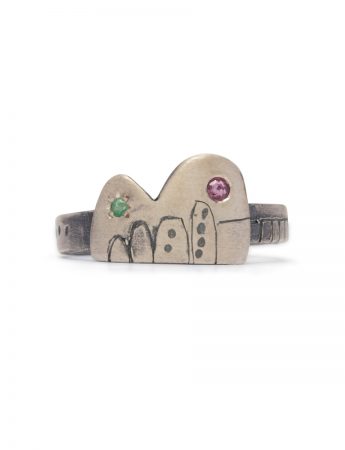 Upside Down Two Houses Ring – Silver, Sapphire & Ruby