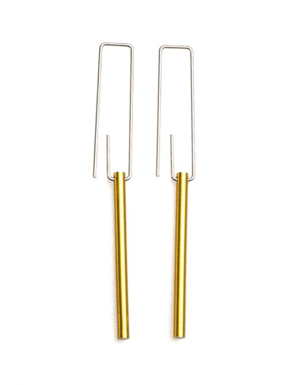 Short Hidden Line Earrings – Yellow
