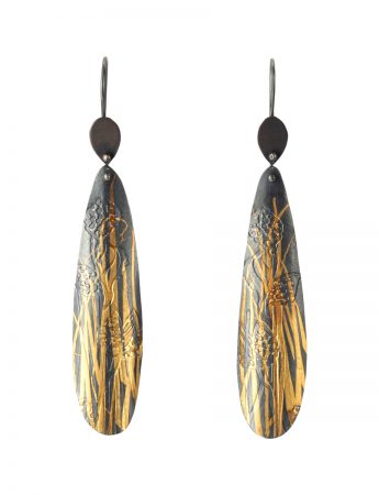 Long Hakea Hook Earrings – Blackened Silver & Gold