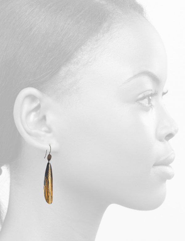 Long Hakea Hook Earrings – Blackened Silver & Gold