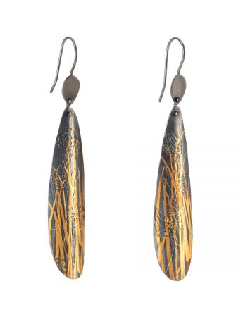 Long Hakea Hook Earrings – Blackened Silver & Gold