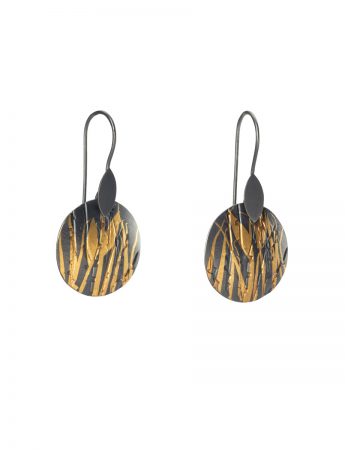 Small Round Grasses Earrings – Blackened Silver & Gold