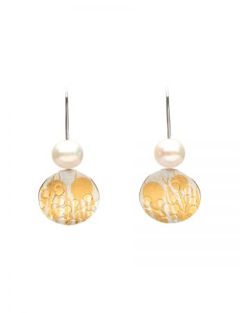 Round Wattle Hook Earrings – Silver, Gold & Pearl