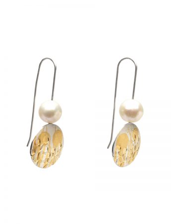 Round Wattle Hook Earrings – Silver, Gold & Pearl