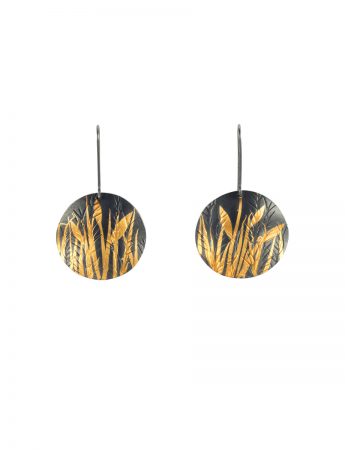 Round Grasses Earrings – Blackened Silver & Gold