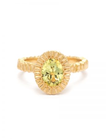 Elevated Oval Teeth Gem Ring – Gold & Pale Green Sapphire