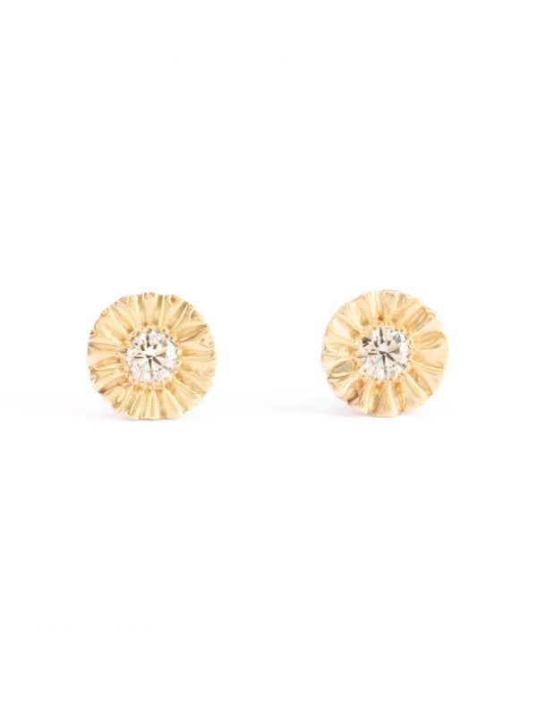 Teeth Gem Stud Earrings – Gold & Champagne Diamond