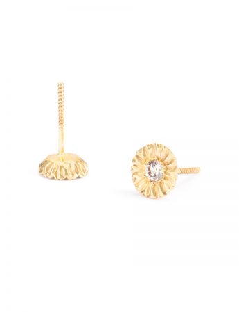 Teeth Gem Stud Earrings – Gold & Champagne Diamond