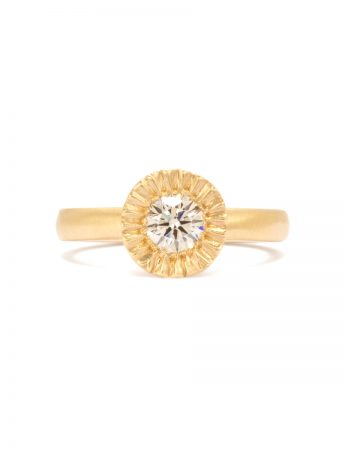 Solitaire Teeth Gem Ring – Gold & Champagne Diamond