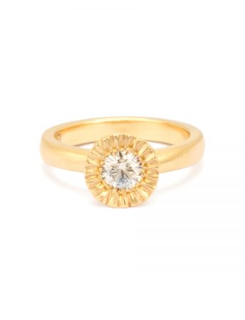 Solitaire Teeth Gem Ring – Gold & Champagne Diamond