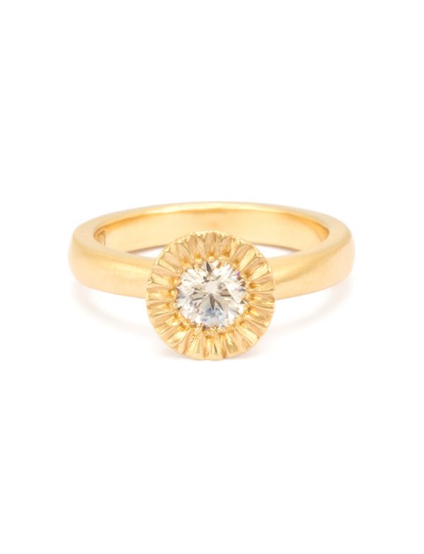 Solitaire Teeth Gem Ring – Gold & Champagne Diamond