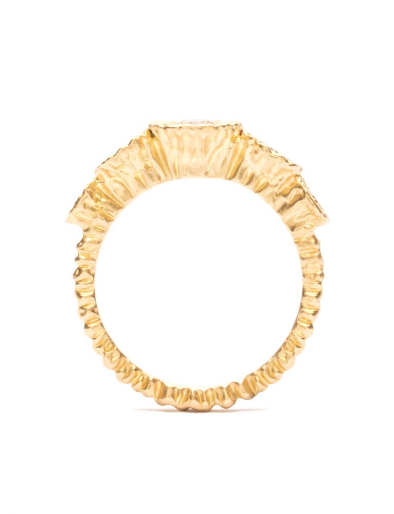 Tapered Teeth Gem Ring – Gold & Champagne Diamonds