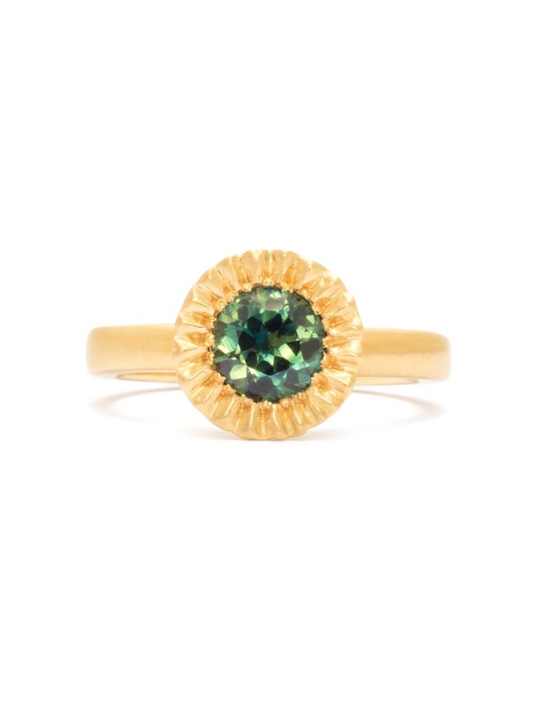 Teeth Gem Ring – Gold & Teal Sapphire