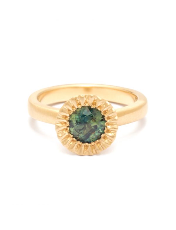 Teeth Gem Ring – Gold & Teal Sapphire