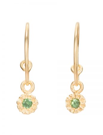Mini Teeth Gem Hoop Earrings – Gold & Green Sapphire