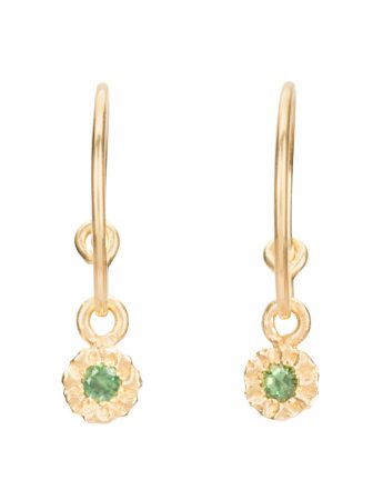 Mini Teeth Gem Hoop Earrings – Gold & Green Sapphire