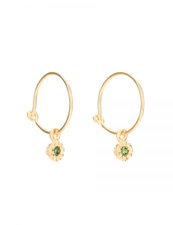 Mini Teeth Gem Hoop Earrings – Gold & Green Sapphire