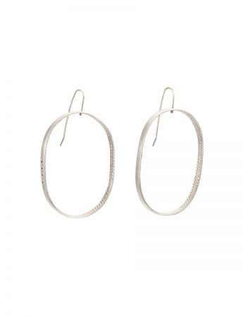 Textura Oval Hook Earrings – Black Spinel & Silver