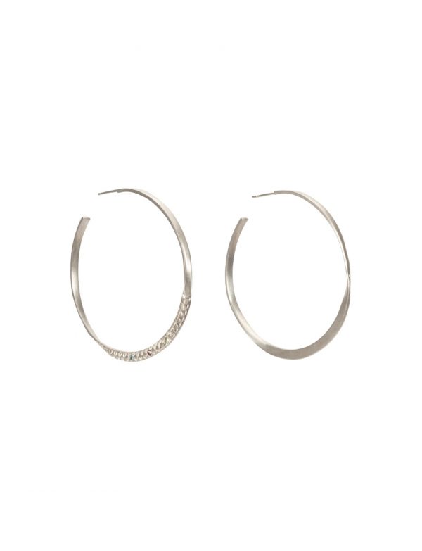 Textura Triangle Hoop Earrings – Silver & Hidden Gem