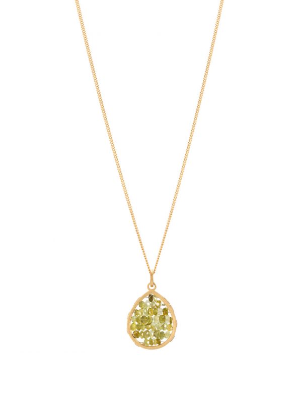 Small Teardrop Reef Pendant – Green Tourmaline & Gold