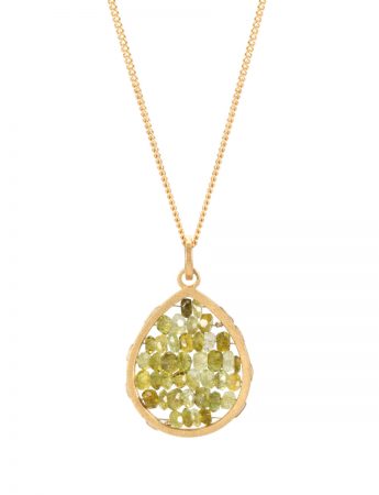 Small Teardrop Reef Pendant – Green Tourmaline & Gold