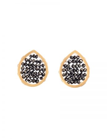 Small Teardrop Reef Earrings – Gold & Black Diamond