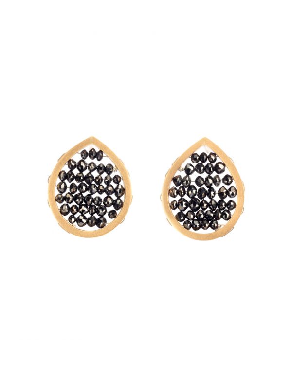 Small Teardrop Reef Earrings – Gold & Black Diamond