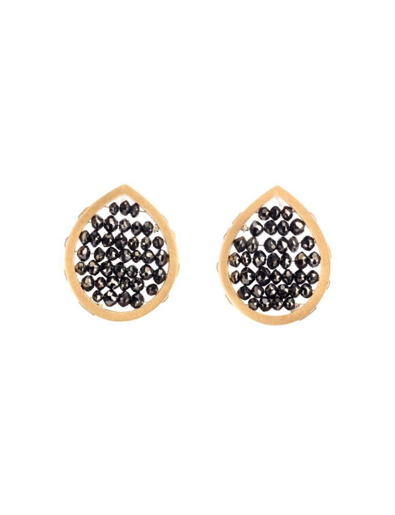 Small Teardrop Reef Earrings – Gold & Black Diamond