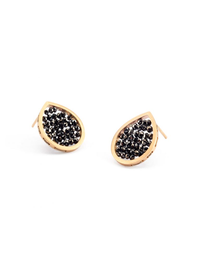 Small Teardrop Reef Earrings – Gold & Black Diamond