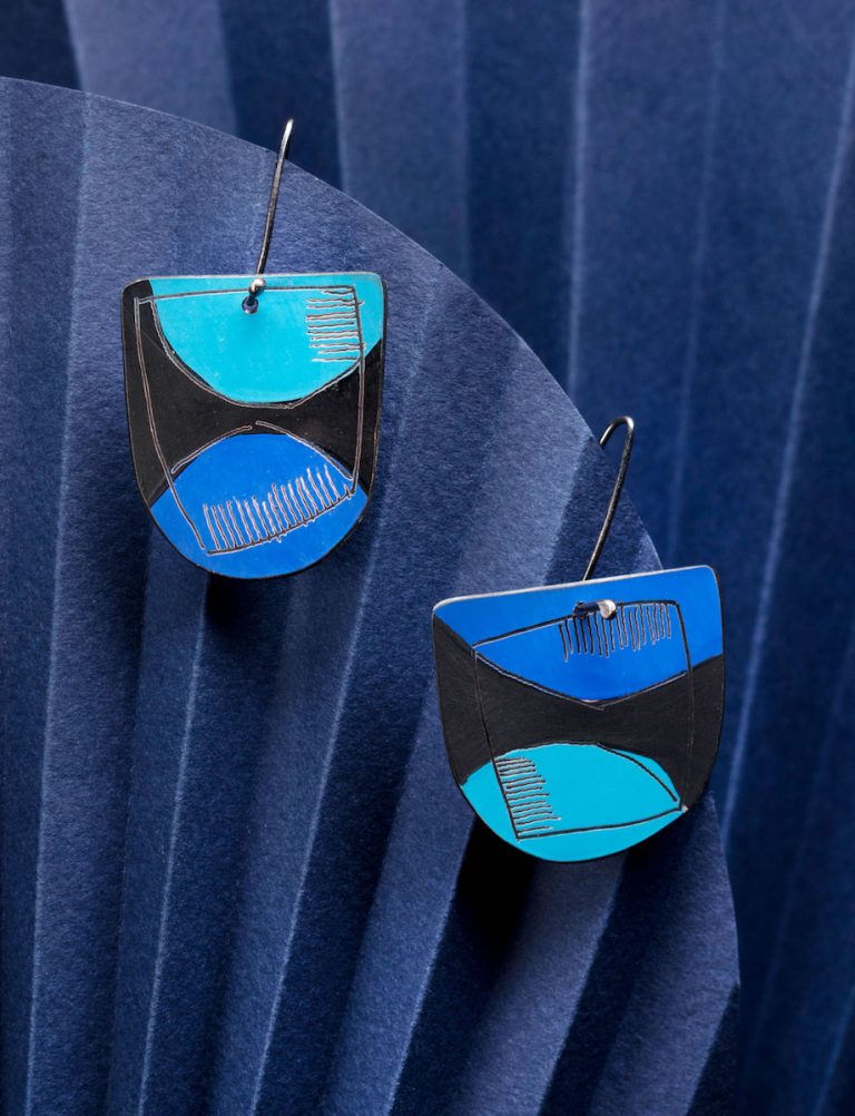Apron Reversible Earrings – Blue & Black