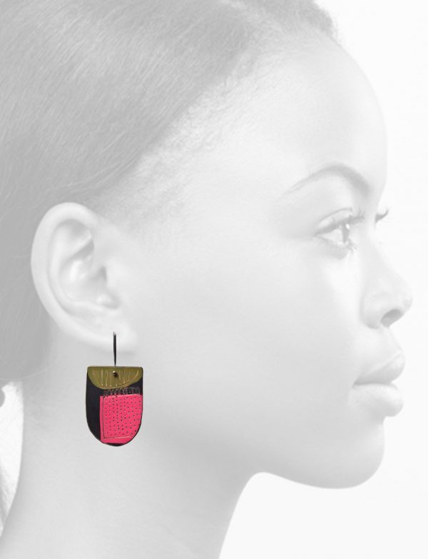 Apron Reversible Earrings – Magenta, Olive & Black