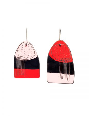 Apron Reversible Earrings – Red, Pink & Black