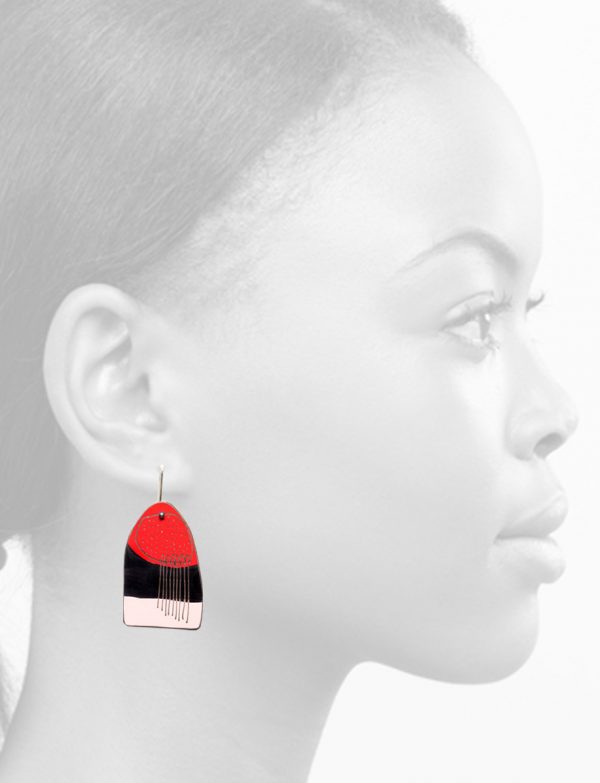 Apron Reversible Earrings – Red, Pink & Black