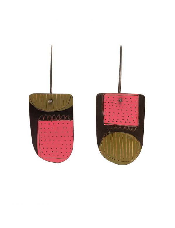 Apron Reversible Earrings – Magenta, Olive & Black