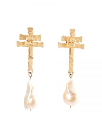 Caravaca Earrings – Gold & Keshi Pearl