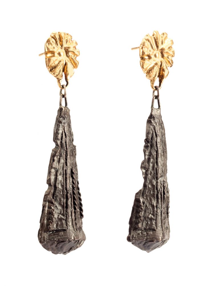 Zoraida Earrings – Oxidised Silver & Gold