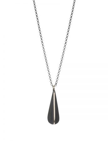 Black Droplet X Pendant – Silver